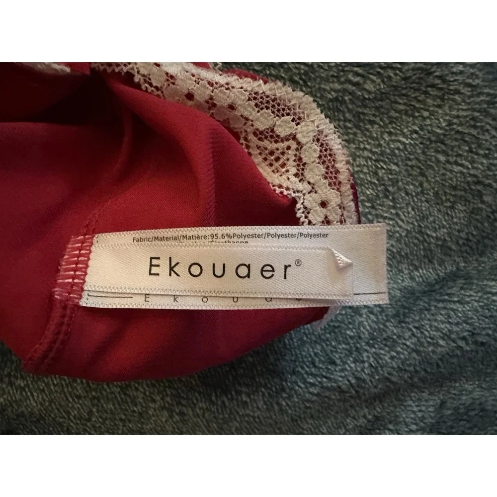 Vintage Y2K Lace Slip Dress Red White Women's Large Shift‎ Romantic Holiday Sexy - Picture 6 of 7